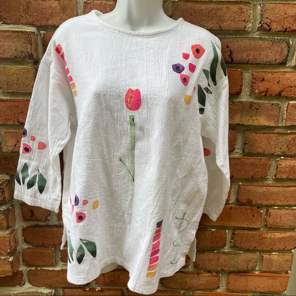 Play alegre Hand painted Floral Top Blouse S
